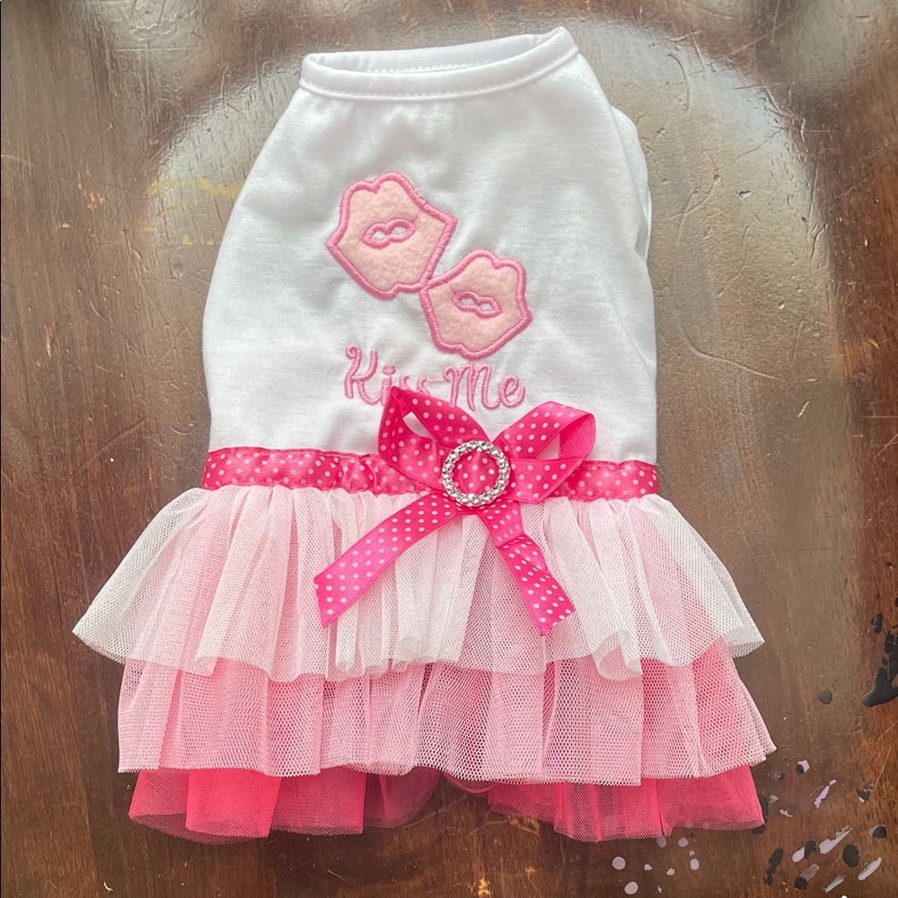 Chic Pink and White Dog Dress with Tulle